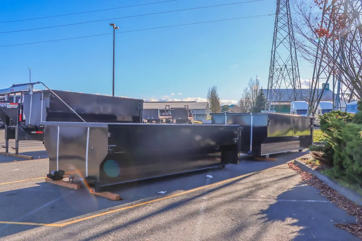 Roll-off dumpster ready for waste disposal at job site for Construction Dumpster Rental in Rumson